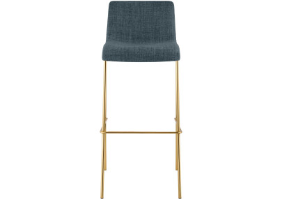 Lot de 2 tabourets de bar Hoover en tissu, 4 pieds, dorés bleu