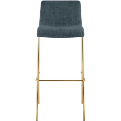 Lot de 2 tabourets de bar Hoover en tissu, 4 pieds, dorés bleu