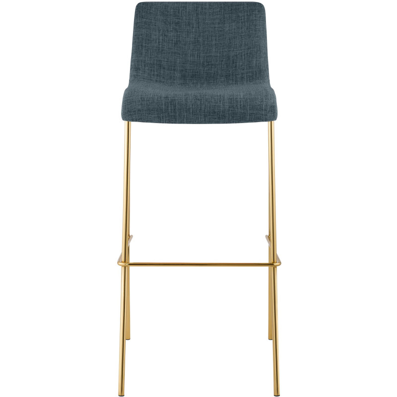 Lot de 2 tabourets de bar Hoover en tissu, 4 pieds, dorés bleu