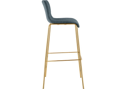 Lot de 2 tabourets de bar Hoover en tissu, 4 pieds, dorés bleu