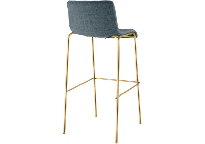 Lot de 2 tabourets de bar Hoover en tissu, 4 pieds, dorés bleu