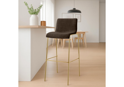 Lot de 2 tabourets de bar Hoover en tissu, 4 pieds, dorés brun