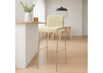 Lot de 2 tabourets de bar Hoover en tissu, 4 pieds, dorés crème