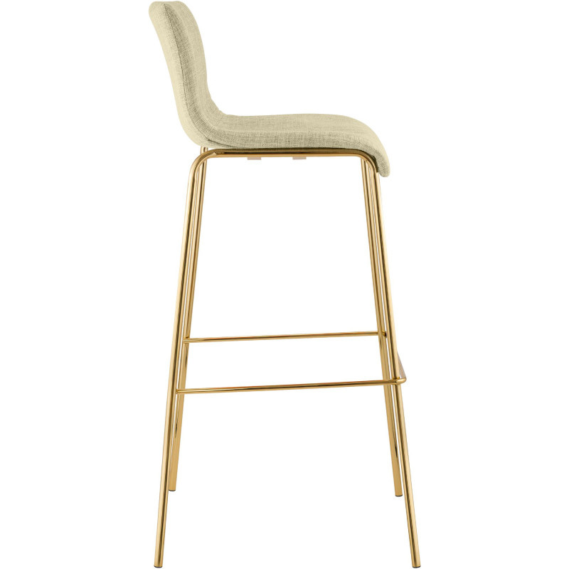 Lot de 2 tabourets de bar Hoover en tissu, 4 pieds, dorés crème