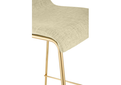 Lot de 2 tabourets de bar Hoover en tissu, 4 pieds, dorés crème