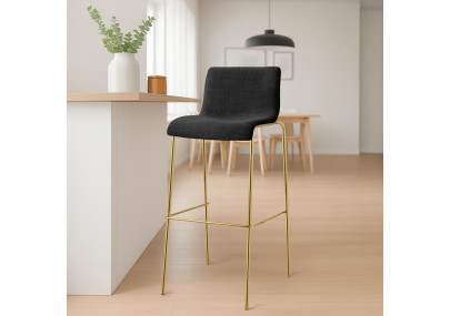 Lot de 2 tabourets de bar Hoover en tissu, 4 pieds, dorés gris foncé