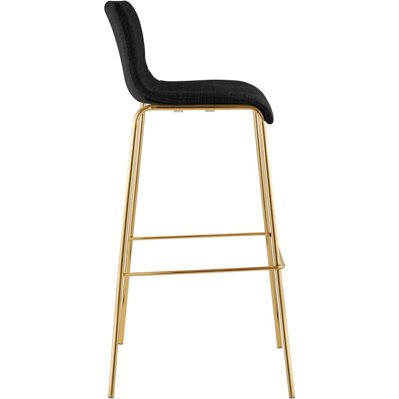 Lot de 2 tabourets de bar Hoover en tissu, 4 pieds, dorés gris foncé