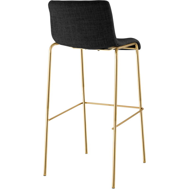 Lot de 2 tabourets de bar Hoover en tissu, 4 pieds, dorés gris foncé