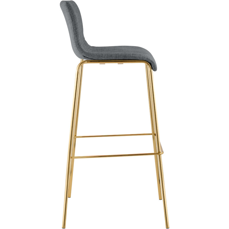 Lot de 2 tabourets de bar Hoover en tissu, 4 pieds, dorés gris clair