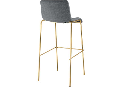 Lot de 2 tabourets de bar Hoover en tissu, 4 pieds, dorés gris clair