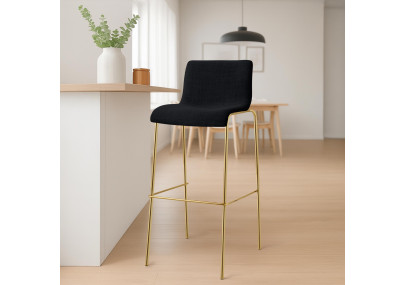 Lot de 2 tabourets de bar Hoover en tissu, 4 pieds, dorés noir