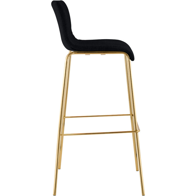 Lot de 2 tabourets de bar Hoover en tissu, 4 pieds, dorés noir