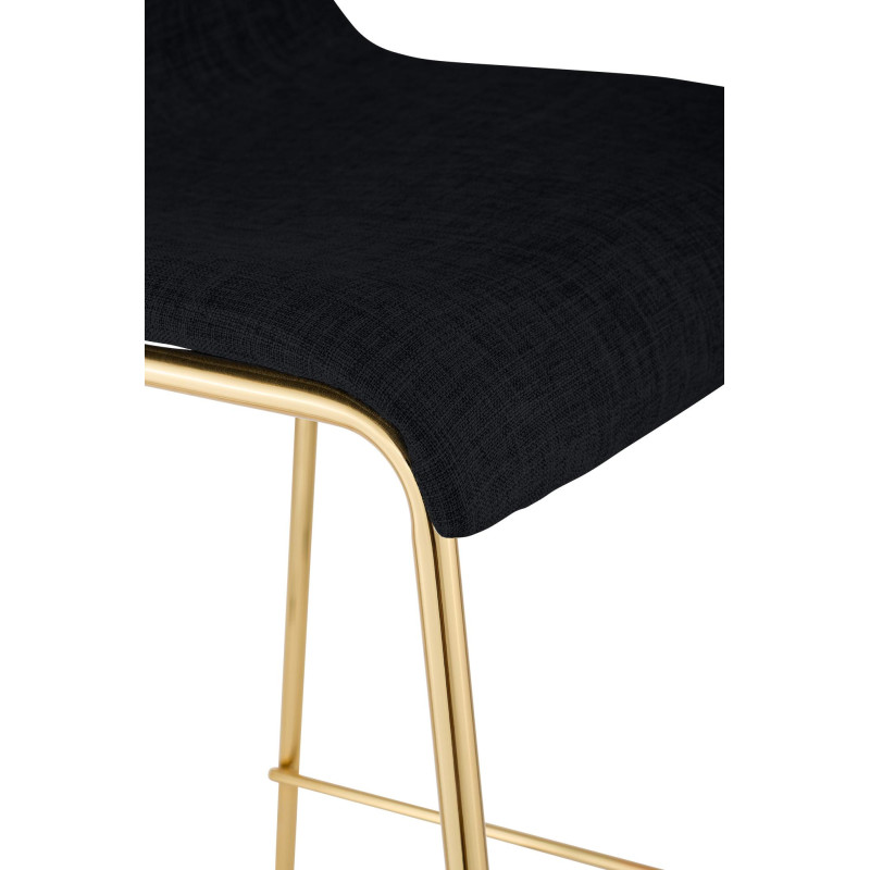 Lot de 2 tabourets de bar Hoover en tissu, 4 pieds, dorés noir