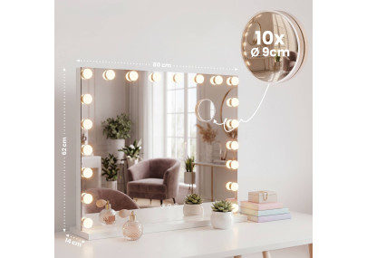 Miroir de maquillage Norlina sans Bluetooth blanc