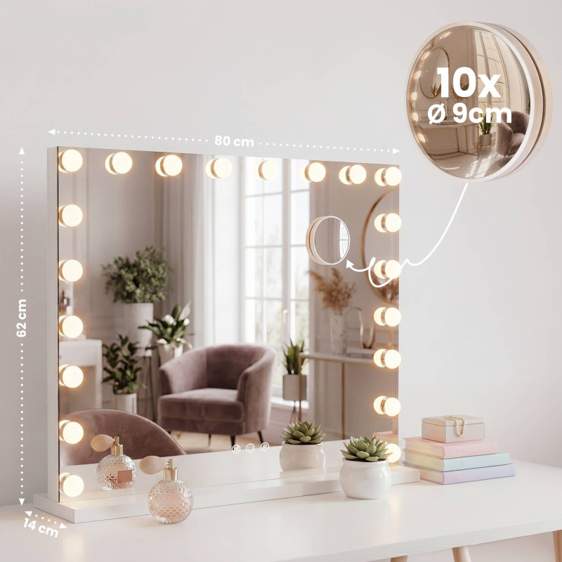 Miroir de maquillage Norlina sans Bluetooth blanc