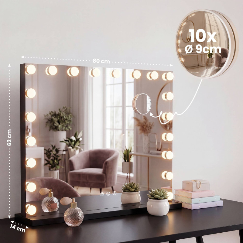 Miroir de maquillage Norlina sans Bluetooth noir