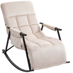 Fauteuil à bascule en velours Elara crème