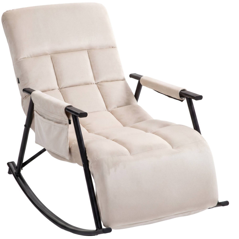 Fauteuil à bascule en velours Elara crème