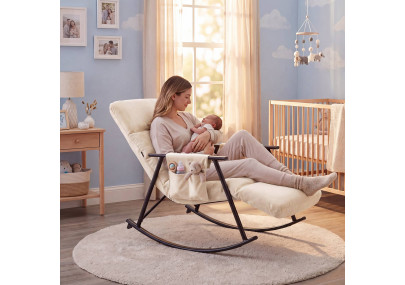 Fauteuil à bascule en velours Elara crème