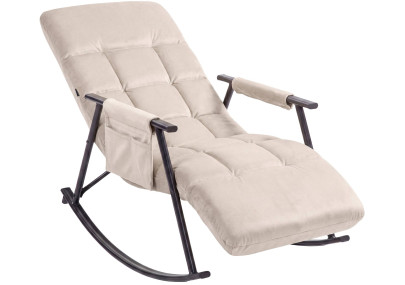 Fauteuil à bascule en velours Elara crème