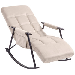 Fauteuil à bascule en velours Elara crème