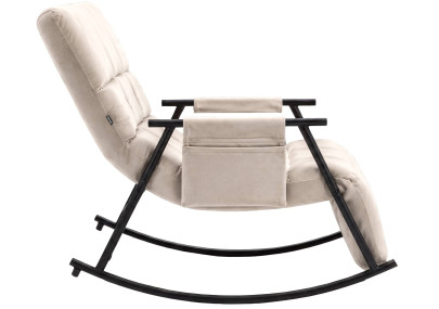Fauteuil à bascule en velours Elara crème