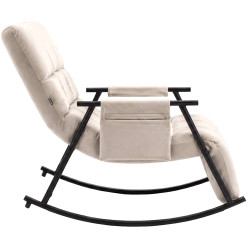 Fauteuil à bascule en velours Elara crème