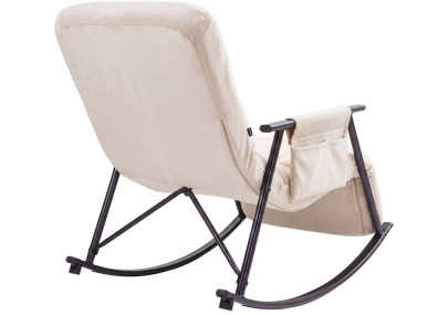 Fauteuil à bascule en velours Elara crème