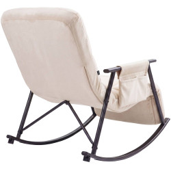 Fauteuil à bascule en velours Elara crème