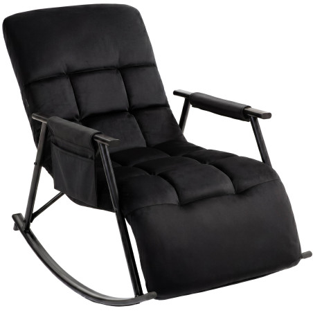 Fauteuil à bascule en velours Elara noir