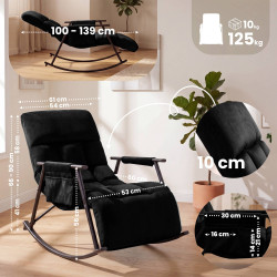 Fauteuil à bascule en velours Elara noir
