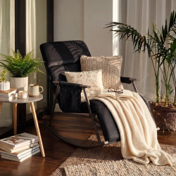Fauteuil à bascule en velours Elara noir
