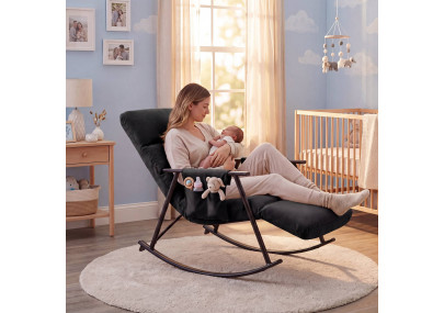 Fauteuil à bascule en velours Elara noir