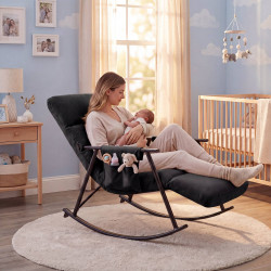 Fauteuil à bascule en velours Elara noir