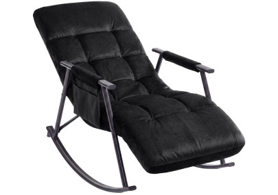 Fauteuil à bascule en velours Elara noir