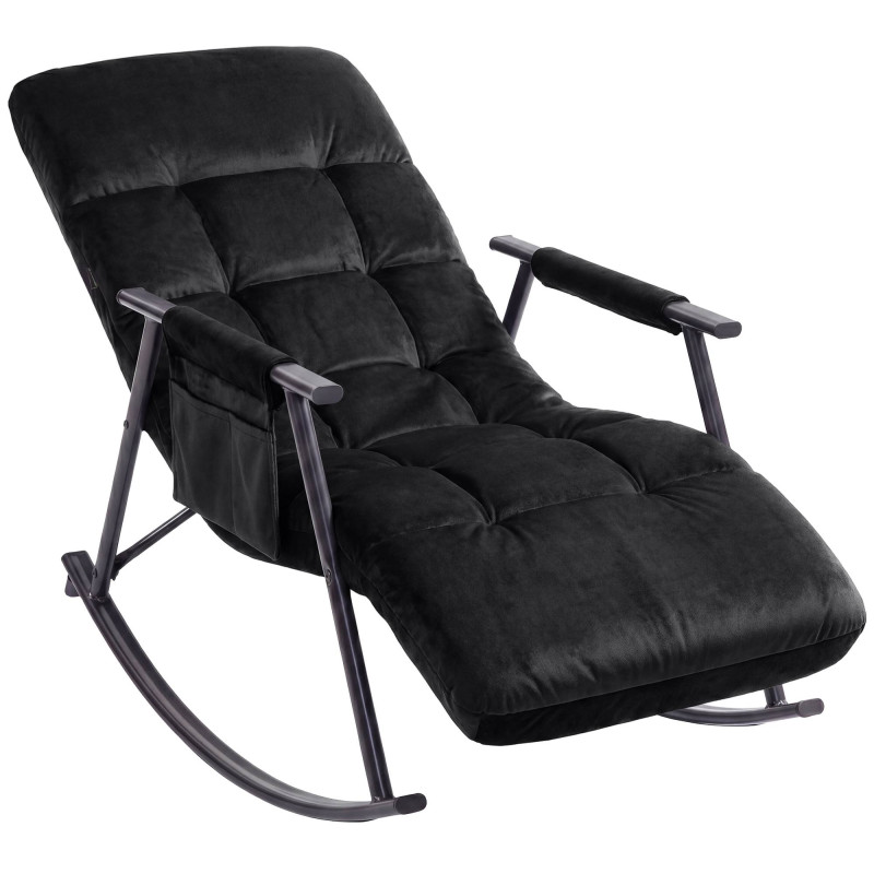 Fauteuil à bascule en velours Elara noir