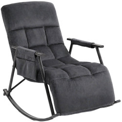 Fauteuil à bascule en velours Elara gris foncé