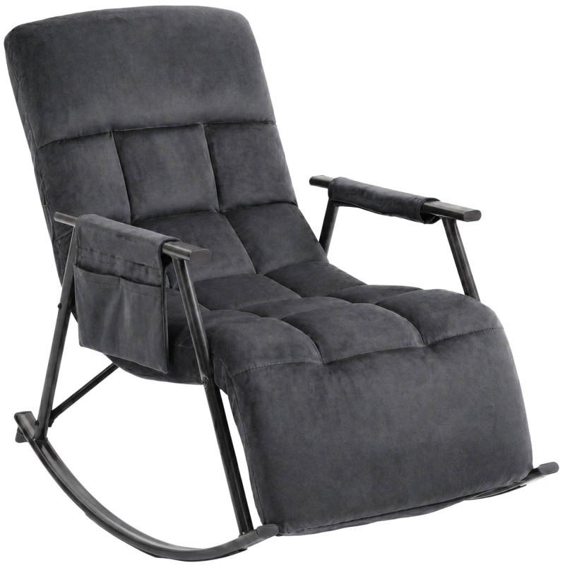 Fauteuil à bascule en velours Elara gris foncé