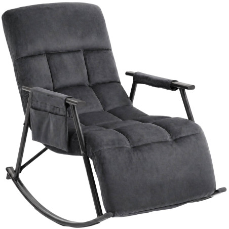 Fauteuil à bascule en velours Elara gris foncé