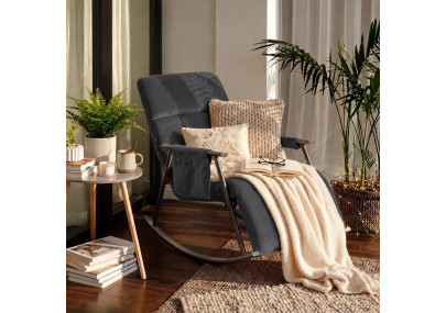 Fauteuil à bascule en velours Elara gris foncé