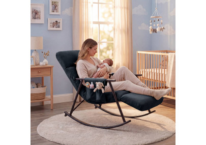 Fauteuil à bascule en velours Elara gris foncé