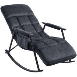 Fauteuil à bascule en velours Elara gris foncé