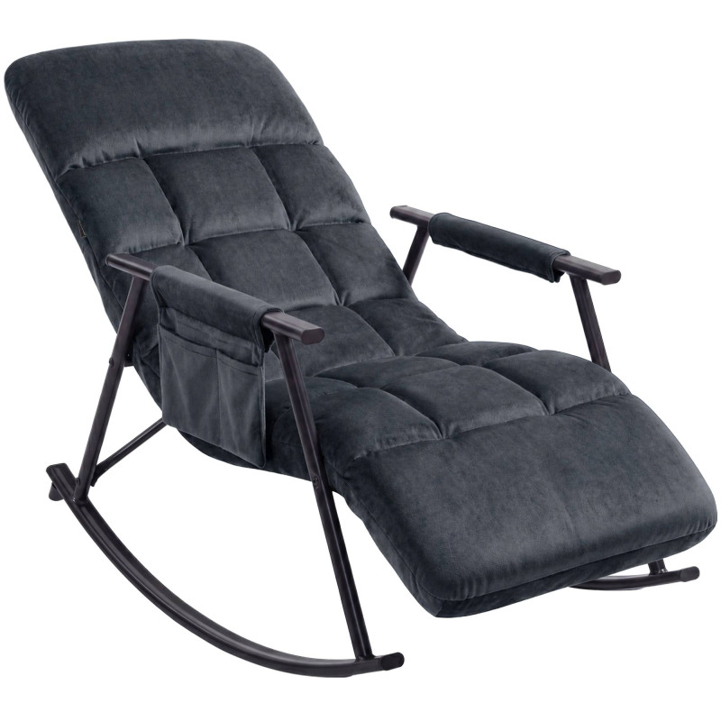 Fauteuil à bascule en velours Elara gris foncé
