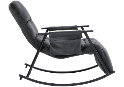 Fauteuil à bascule en velours Elara gris foncé