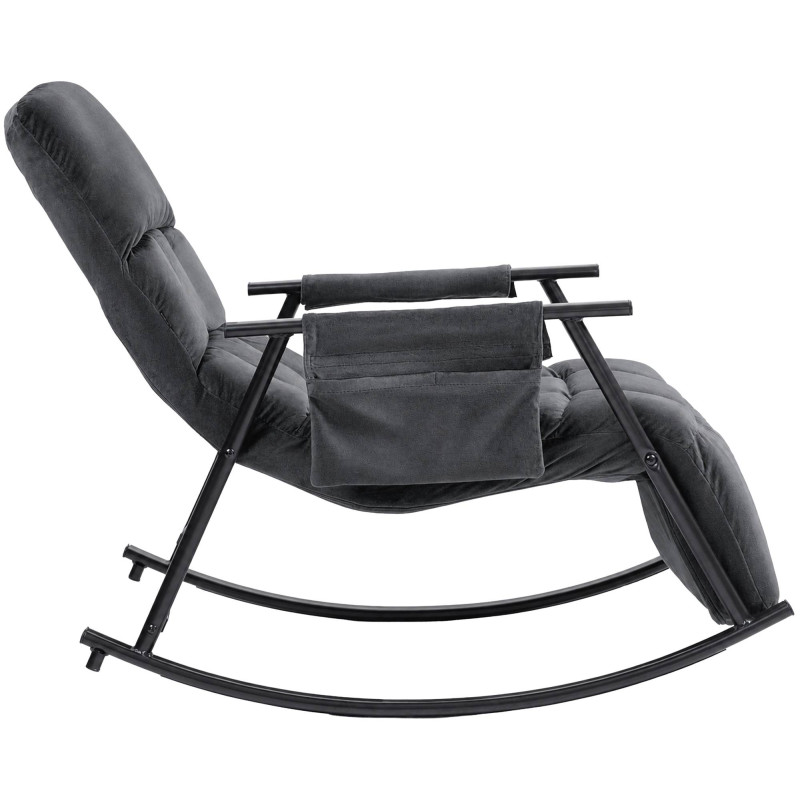 Fauteuil à bascule en velours Elara gris foncé