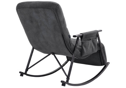 Fauteuil à bascule en velours Elara gris foncé