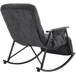 Fauteuil à bascule en velours Elara gris foncé