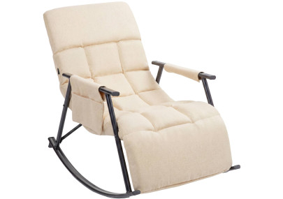Fauteuil à bascule Elara, en tissu crème