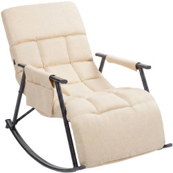 Fauteuil à bascule Elara, en tissu crème