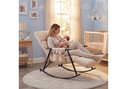 Fauteuil à bascule Elara, en tissu crème